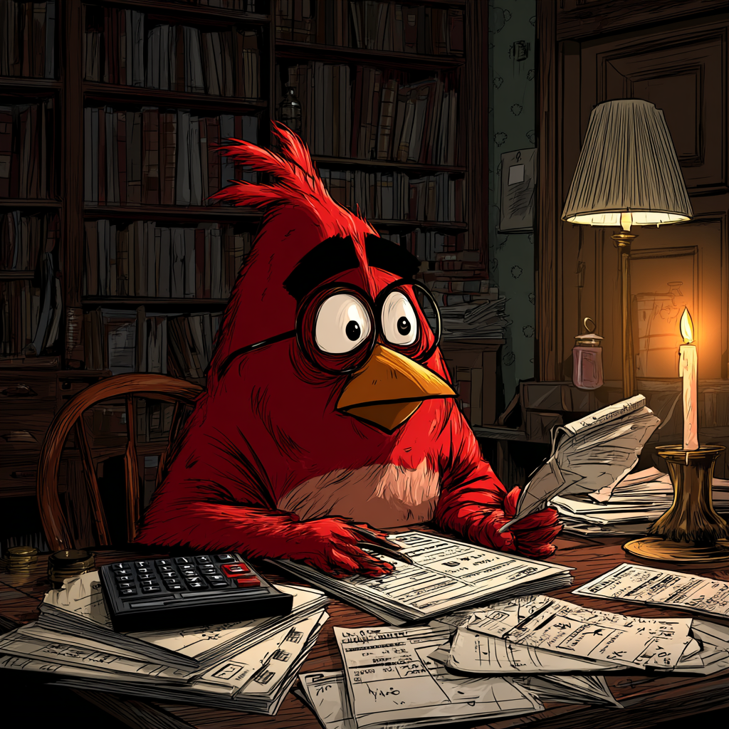 Cardinal doing calculations